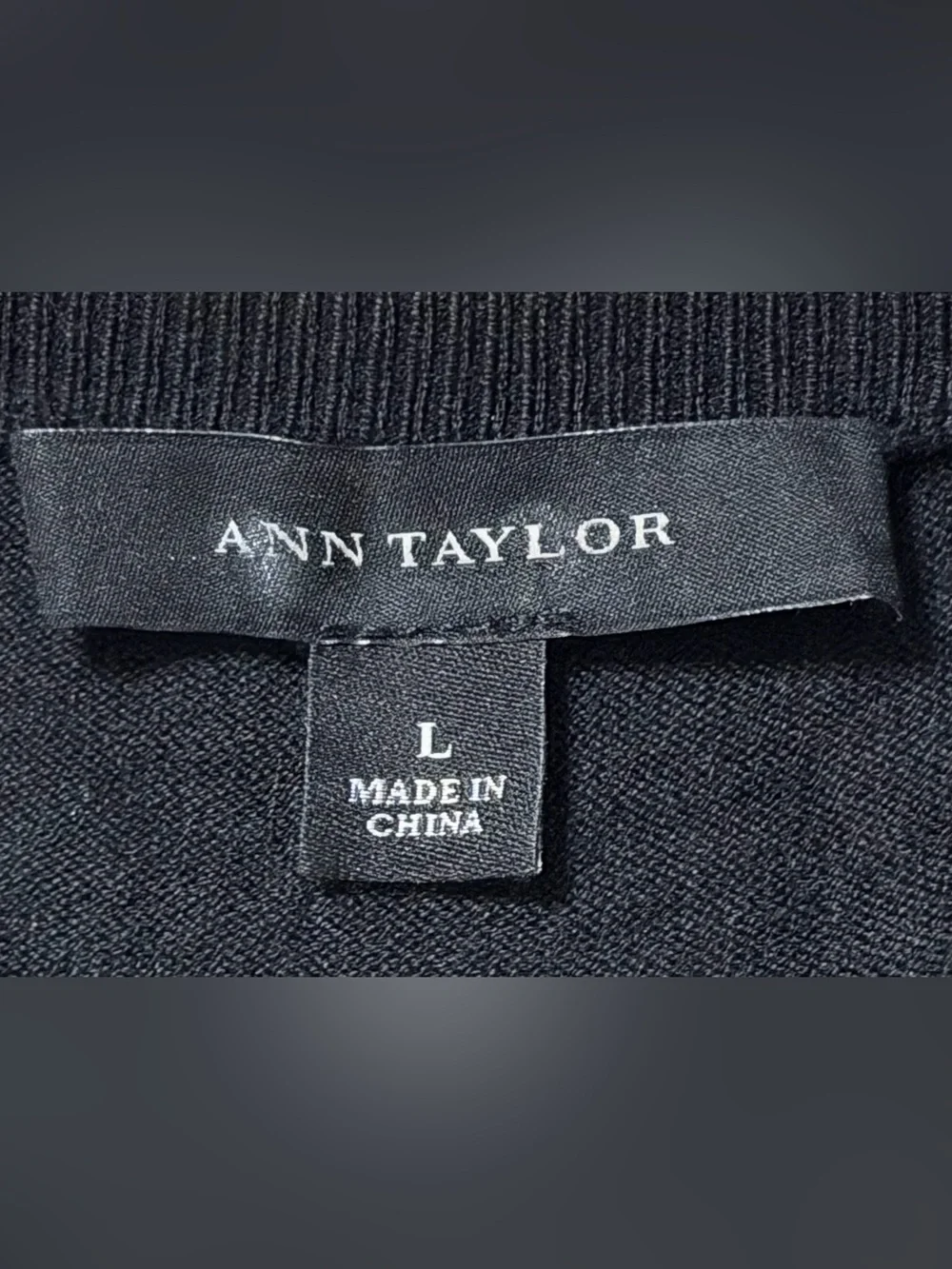 Ann Taylor Black Short-Sleeve Button-Front Top